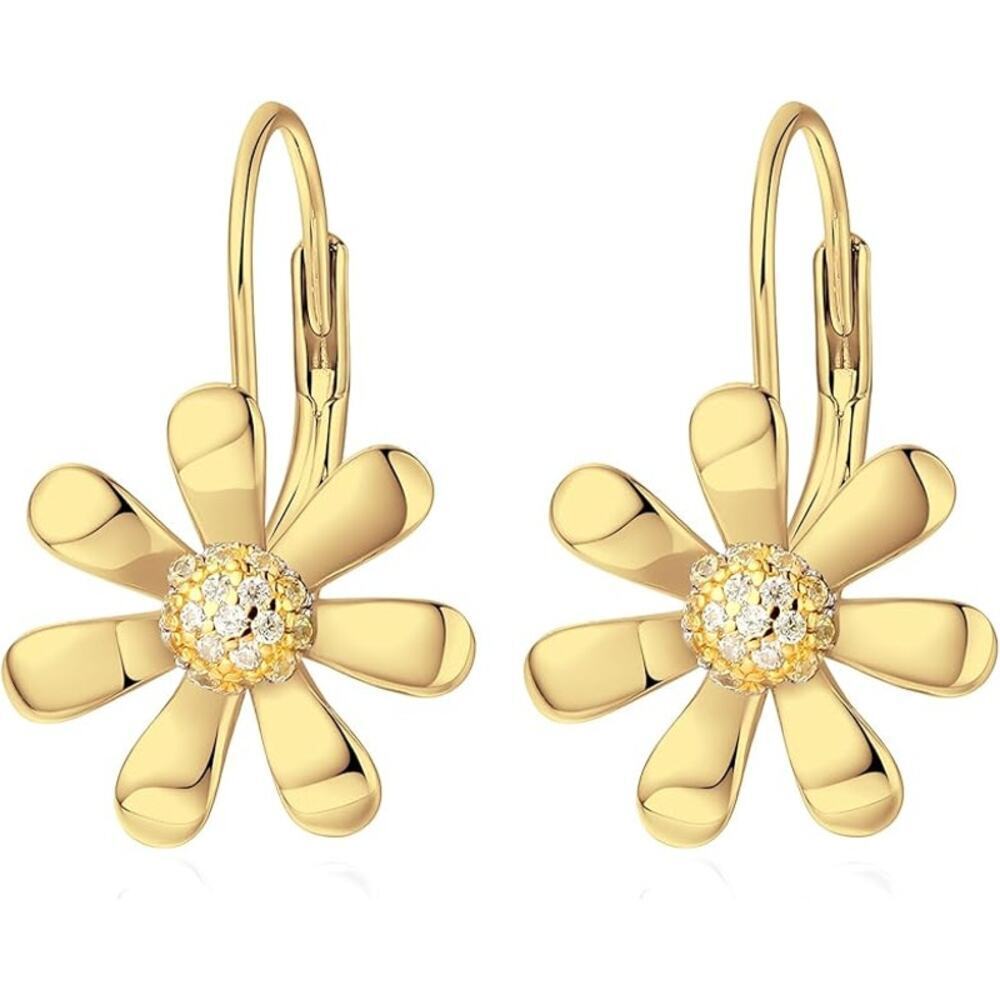 925 Sterling18K White Gold Plated Leverback Drop Dangle Earrings for Women